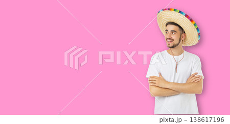 Man enjoys Cinco de Mayo in a fun and colorful way Man enjoys Cinco de Mayo in a fun and colorful way 138617196