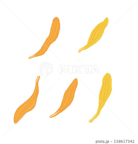 カレンデュラの散った花びらのセットイラスト素材 138617342