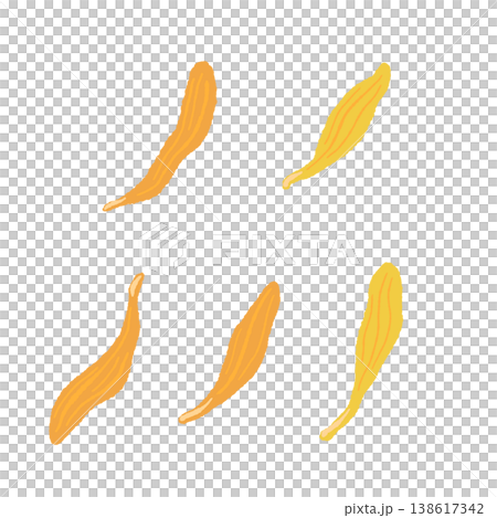 カレンデュラの散った花びらのセットイラスト素材 138617342