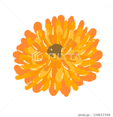 カレンデュラの単体の花（真上）のシンプルイラスト素材 138617349