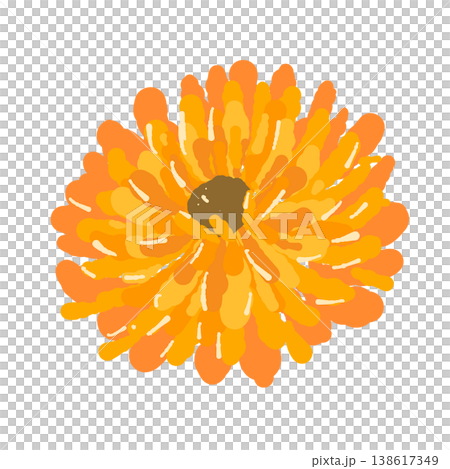 カレンデュラの単体の花（真上）のシンプルイラスト素材 138617349