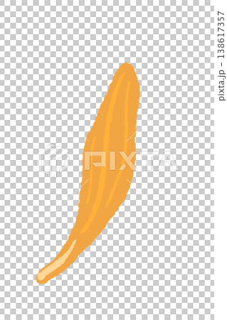 A single illustration of a long, slender orange calendula petal. 138617357