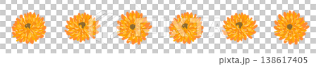 A horizontal border illustration featuring only small calendula flowers. A horizontal border illustration featuring only small calendula flowers. 138617405
