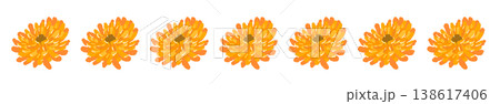 カレンデュラの花が密集して並ぶ横長ボーダーイラスト装飾 カレンデュラの花が密集して並ぶ横長ボーダーイラスト装飾 138617406