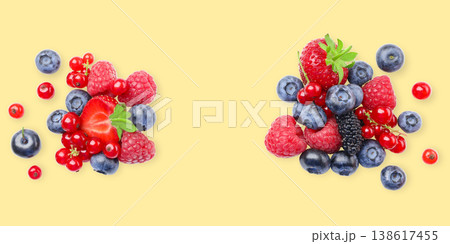Berries cluster on a bright surface in vivid hues Berries cluster on a bright surface in vivid hues 138617455