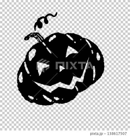 かわいいハロウィンかぼちゃ(ジャックオランタン)のモノクロシルエットイラスト かわいいハロウィンかぼちゃ(ジャックオランタン)のモノクロシルエットイラスト 138617507