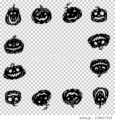 單色方形相框材質，飾有萬聖節南瓜燈圖案。 138617518