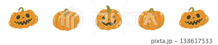 横長で笑顔のジャックオランタン(ハロウィン)のライン装飾・飾り罫 横長で笑顔のジャックオランタン(ハロウィン)のライン装飾・飾り罫 138617533