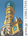 Colorful lighthouse house vector illustration with nautical tower design 138617595