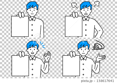 A young man showing documents (set) 138617641