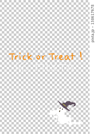 横を向くかわいいゴーストの縦型ハロウィンカードテンプレート 138617678