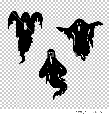 Multiple Cute Ghosts Group Monochrome Silhouette Multiple Cute Ghosts Group Monochrome Silhouette 138617700