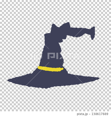 紺色のハロウィン魔女の帽子(単体)の手描きイラスト素材 紺色のハロウィン魔女の帽子(単体)の手描きイラスト素材 138617889