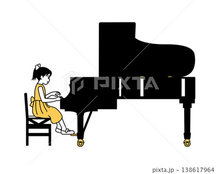 ピアノ発表会で演奏する女の子のイラスト ピアノ発表会で演奏する女の子のイラスト 138617964