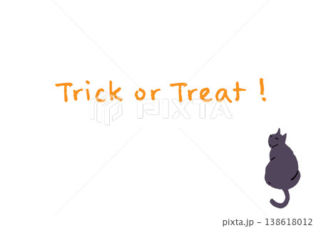 ハロウィン Trick or Treat 文字と底に並ぶ複数の黒猫の縦型メッセージカード ハロウィン Trick or Treat 文字と底に並ぶ複数の黒猫の縦型メッセージカード 138618012