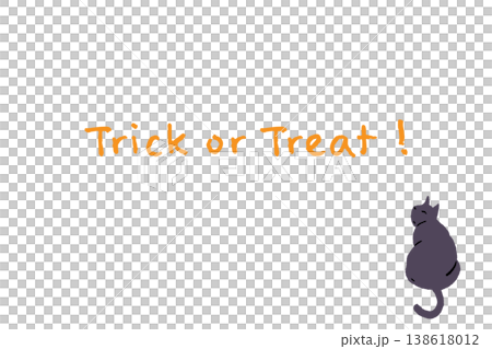 ハロウィン Trick or Treat 文字と底に並ぶ複数の黒猫の縦型メッセージカード ハロウィン Trick or Treat 文字と底に並ぶ複数の黒猫の縦型メッセージカード 138618012