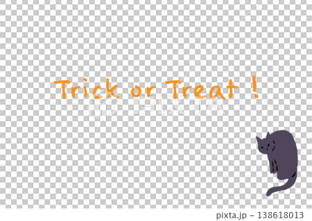 ハロウィン Trick or Treat 文字と左下の黒猫の縦向きグリーティングカード素材 ハロウィン Trick or Treat 文字と左下の黒猫の縦向きグリーティングカード素材 138618013