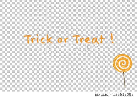 Orange lollipop and trick-or-treat horizontal greeting card Orange lollipop and trick-or-treat horizontal greeting card 138618095