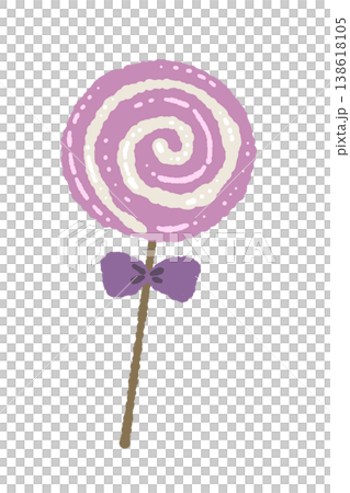 一幅粉紅色、帶有螺旋紋路和絲帶的棒棒糖插圖。 一幅粉紅色、帶有螺旋紋路和絲帶的棒棒糖插圖。 138618105