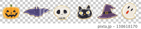A densely packed banner lined with smiling jack-o'-lantern cupcakes. 138618170