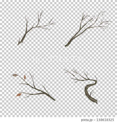 A set of illustrations featuring various shapes of withered branches for Halloween. A set of illustrations featuring various shapes of withered branches for Halloween. 138618325
