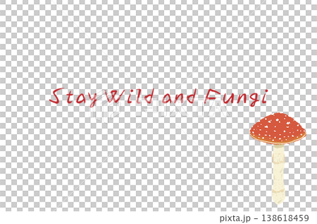 Horizontal menu/card template with a hand-drawn illustration of a fly agaric mushroom. 138618459
