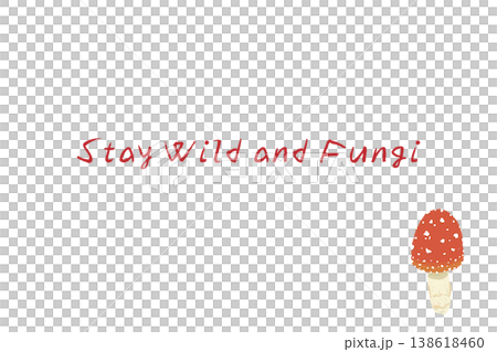 ベニテングダケ(短め)の手描きイラスト入り横型メニュー・カードテンプレート ベニテングダケ(短め)の手描きイラスト入り横型メニュー・カードテンプレート 138618460