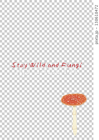 ベニテングダケ（細長）の手描きイラスト入り縦型メニュー・カードテンプレート 138618472