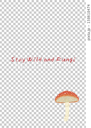 Vertical menu/card template with a hand-drawn illustration of a fly agaric mushroom (with its cap open). Vertical menu/card template with a hand-drawn illustration of a fly agaric mushroom (with its cap open). 138618474