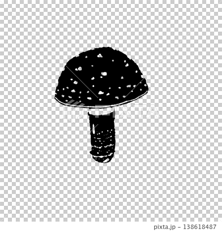 單色手繪插圖,描繪了一朵小小的、單朵的毒蠅傘。 單色手繪插圖,描繪了一朵小小的、單朵的毒蠅傘。 138618487