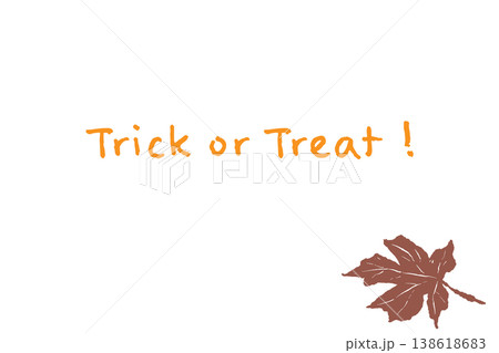 トリックオアトリートの文字が入ったモミジ柄のハロウィン横向きメッセージカード背景 138618683