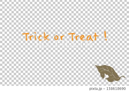 A horizontal Halloween copy space with the words "Trick or Treat" and fallen leaves placed in the corner. A horizontal Halloween copy space with the words "Trick or Treat" and fallen leaves placed in the corner. 138618690