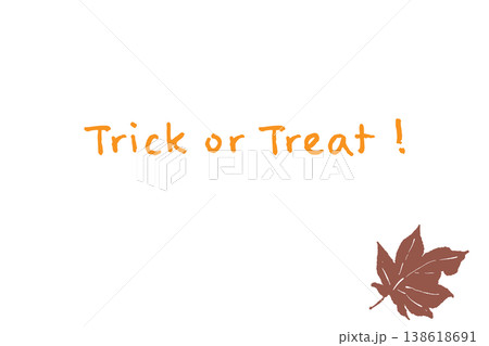 トリックオアトリートの文字と赤いモミジが可愛いハロウィン横型グリーティングカード トリックオアトリートの文字と赤いモミジが可愛いハロウィン横型グリーティングカード 138618691