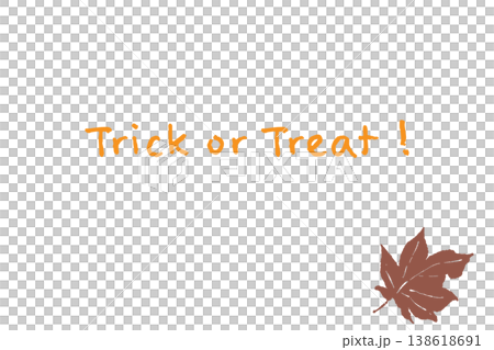 A cute horizontal Halloween greeting card featuring the words "Trick or Treat" and red maple leaves. A cute horizontal Halloween greeting card featuring the words "Trick or Treat" and red maple leaves. 138618691