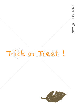 トリックオアトリートのテキストと焦げ茶色の枯葉のハロウィン縦型招待状テンプレート トリックオアトリートのテキストと焦げ茶色の枯葉のハロウィン縦型招待状テンプレート 138618699