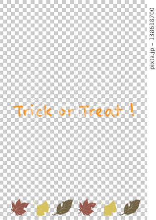 トリックオアトリートの文字と色とりどりの枯葉を並べたハロウィン縦向き背景素材 トリックオアトリートの文字と色とりどりの枯葉を並べたハロウィン縦向き背景素材 138618700