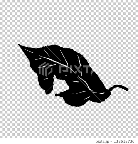 ハロウィンモノクロ枯葉イラスト単体下を向いたシルエット素材 138618736