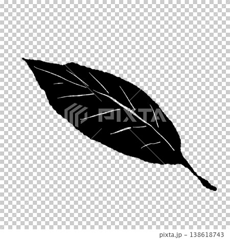 ハロウィンモノクロ枯葉イラスト単体横向きに長いシルエット素材 ハロウィンモノクロ枯葉イラスト単体横向きに長いシルエット素材 138618743