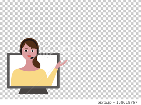 Vector illustration of a female operator (left) giving an explanation. 138618767