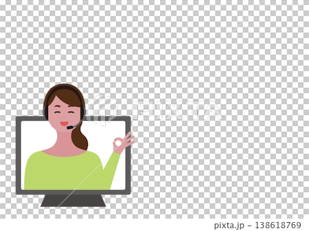 向量圖:一名女操作員(左)面帶微笑地做出「OK」手勢。 向量圖:一名女操作員(左)面帶微笑地做出「OK」手勢。 138618769