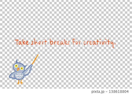 フクロウのビジネスキャラクター手描きイラスト - 指し棒を持つ横向きメッセージカードテンプレート 138618804