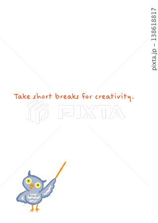 フクロウのビジネスキャラクター手描きイラスト - 指し棒を持つ縦向きメッセージカードテンプレート 138618817