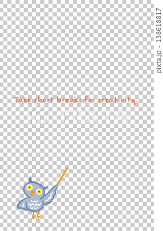 フクロウのビジネスキャラクター手描きイラスト - 指し棒を持つ縦向きメッセージカードテンプレート 138618817