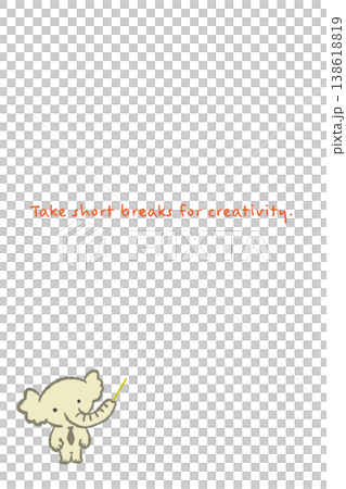 Elephant business character hand-drawn illustration - Vertical message card template with pointer Elephant business character hand-drawn illustration - Vertical message card template with pointer 138618819