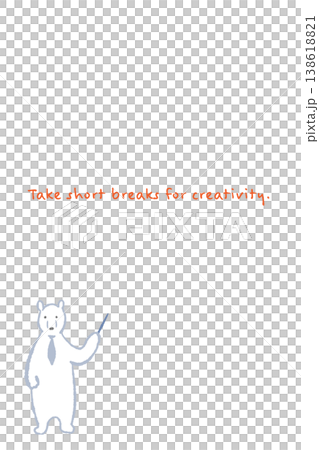 Polar bear business character hand-drawn illustration - Vertical message card template with pointing stick Polar bear business character hand-drawn illustration - Vertical message card template with pointing stick 138618821
