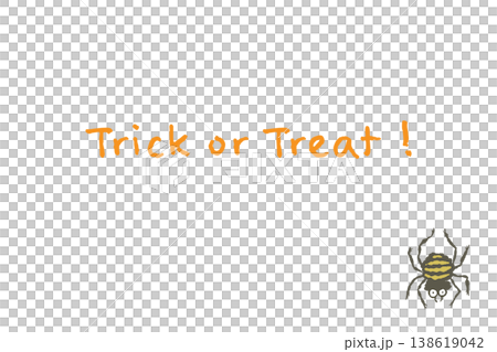萬聖節「不給糖就搗蛋」賀卡，配有可愛滑稽的蜘蛛圖案（橫版） 138619042