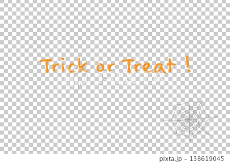 萬聖節「不給糖就搗蛋」字樣，背景中央有一個橫向的蜘蛛網。 138619045