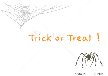 ハロウィンTrick or Treat文字とリアルな蜘蛛と巣の不気味な横型カード ハロウィンTrick or Treat文字とリアルな蜘蛛と巣の不気味な横型カード 138619048