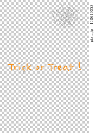 一張垂直版賀卡，上面寫著“萬聖節不給糖就搗蛋”，右上角有一個蜘蛛網圖案。 138619052