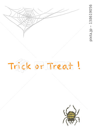ハロウィンTrick or Treat文字とリアルな蜘蛛と巣の不気味な縦型カード ハロウィンTrick or Treat文字とリアルな蜘蛛と巣の不気味な縦型カード 138619056